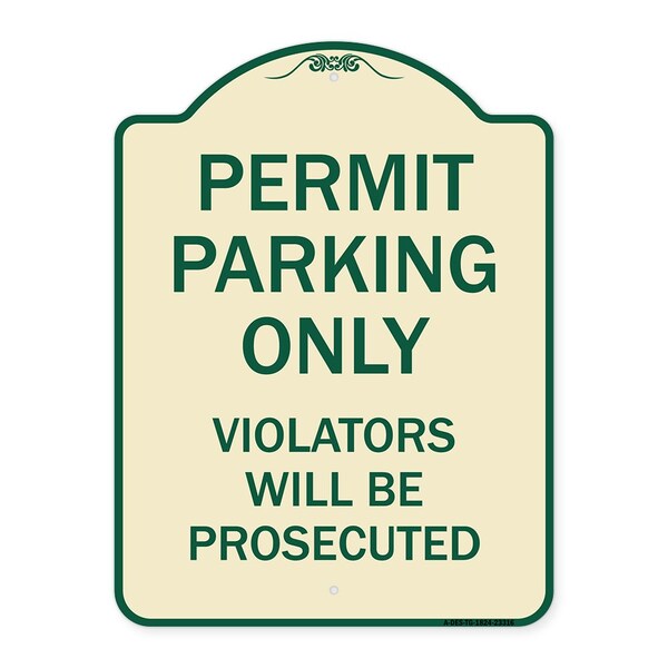 Signmission Permit Parking Violators Will Prosecuted Heavy-Gauge Aluminum Sign, 24" x 18", TG-1824-23316 A-DES-TG-1824-23316 - main